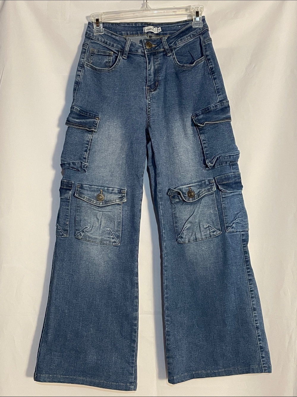 rue21 Blue Cargo Wide-Leg Jeans, size 00